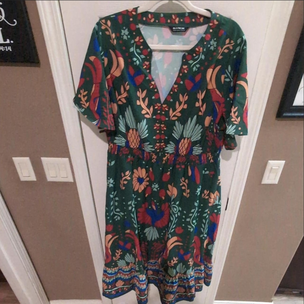 BloomChic Green Floral Dress